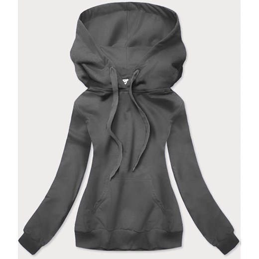 Cienka damska bluza z kapturem ciemna szara (wb11001-5) ze sklepu goodlookin.pl w kategorii Bluzy damskie - zdjęcie 175106311