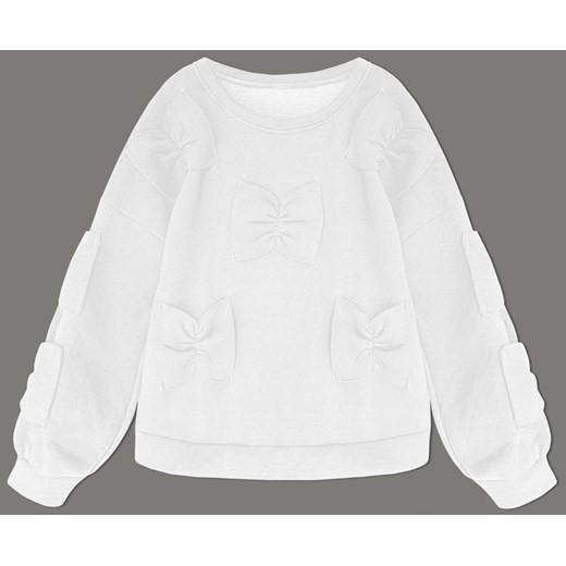 Ciepła bluza damska z kokardkami biała (23999) ze sklepu goodlookin.pl w kategorii Bluzy damskie - zdjęcie 175106324
