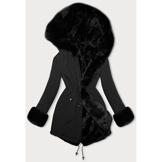 Dwustronna zimowa parka - futro  J Style czarna (11Z8085) ze sklepu goodlookin.pl w kategorii Parki damskie - zdjęcie 175106440