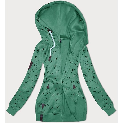 Rozpinana damska bluza w gwiazdki zielona (2313) ze sklepu goodlookin.pl w kategorii Bluzy damskie - zdjęcie 175106540