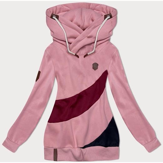 Gruba damska bluza w pasy róż-bordowy (2302) ze sklepu goodlookin.pl w kategorii Bluzy damskie - zdjęcie 175106573