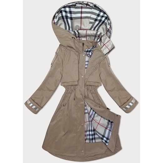 Cienka parka damska z kapturem BH Forever jasny khaki(3) (BH-2403) ze sklepu goodlookin.pl w kategorii Kurtki damskie - zdjęcie 175106592