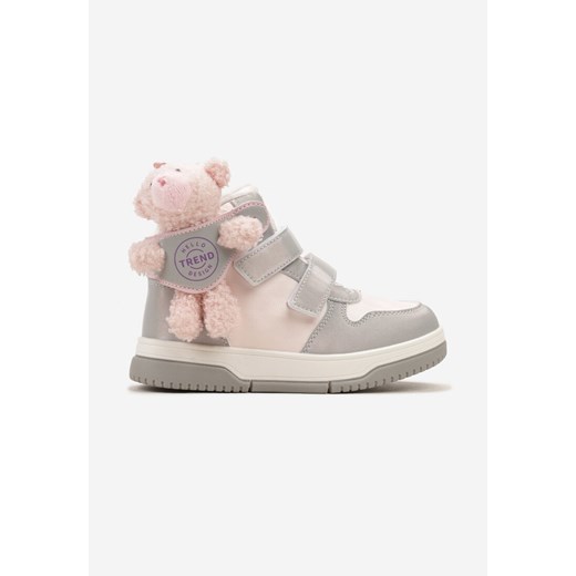 Srebrne Płaskie Botki Sneakersy z Misiem Devanda ze sklepu renee.pl w kategorii Buty zimowe dziecięce - zdjęcie 175113151