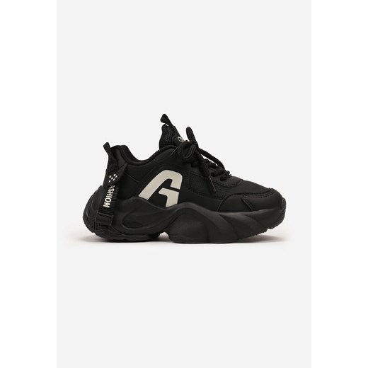 Czarne Buty Sportowe Sneakersy na Platformie z Tłoczeniem i Napisem Valanora ze sklepu renee.pl w kategorii Buty sportowe dziecięce - zdjęcie 175113184