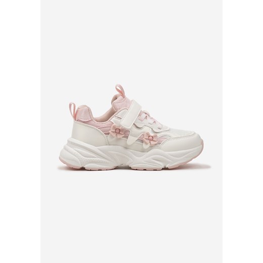 Różowe Buty Sportowe Sneakersy  Zapinane na Rzep z Naszywkami w Kształcie Kokardek Bellessa ze sklepu renee.pl w kategorii Buty sportowe dziecięce - zdjęcie 175113220
