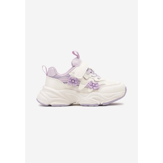 Fioletowe Buty Sportowe Sneakersy  Zapinane na Rzep z Naszywkami w Kształcie Kokardek Bellessa ze sklepu renee.pl w kategorii Buty sportowe dziecięce - zdjęcie 175113223