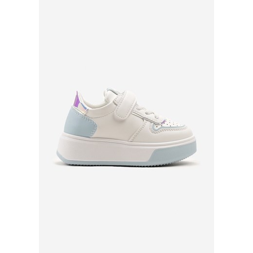 Biało-Niebieskie Buty Sportowe Sneakersy na Platformie z Metalicznymi Wstawkami Zapinane na Rzep Calbenia ze sklepu renee.pl w kategorii Buty sportowe dziecięce - zdjęcie 175113280