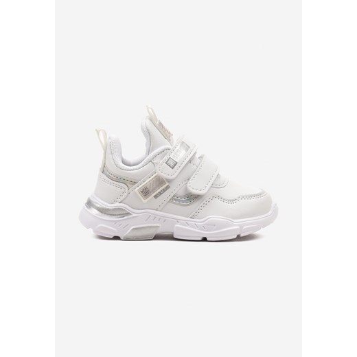 Biało-Srebrne Buty Sportowe Sneakersy na Płaskiej Tłoczonej Podeszwie z Napisami Sofinia ze sklepu renee.pl w kategorii Buty sportowe dziecięce - zdjęcie 175113331