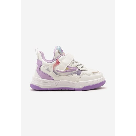 Biało-Różowe Płaskie Buty Sportowe Sneakersy z Geometrycznym Wzorem Adevea ze sklepu renee.pl w kategorii Buty sportowe dziecięce - zdjęcie 175113370