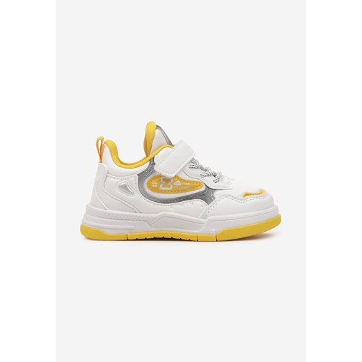 Biało-Żółte Płaskie Buty Sportowe Sneakersy z Geometrycznym Wzorem Adevea ze sklepu renee.pl w kategorii Buty sportowe dziecięce - zdjęcie 175113373