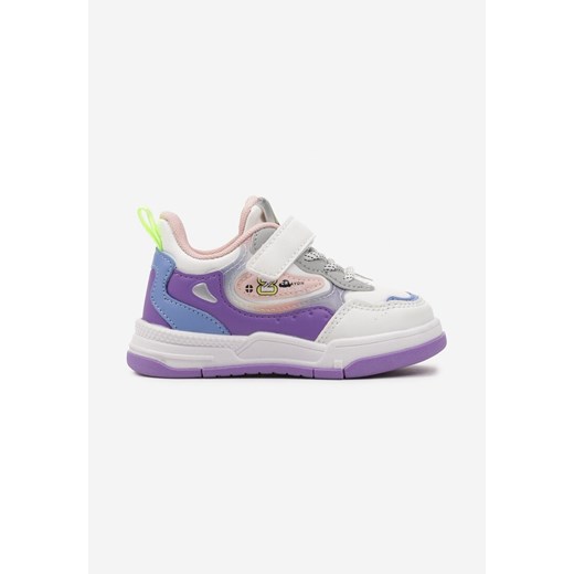 Biało-Fioletowe Płaskie Buty Sportowe Sneakersy z Geometrycznym Wzorem Adevea ze sklepu renee.pl w kategorii Buty sportowe dziecięce - zdjęcie 175113382