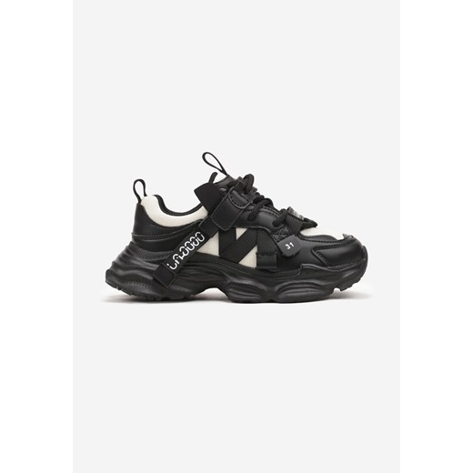 Czarne Buty Sportowe Sneakersy na Tłoczonej Piankowej Podeszwie z Zapięciem na Rzep Benilora ze sklepu renee.pl w kategorii Buty sportowe dziecięce - zdjęcie 175113541