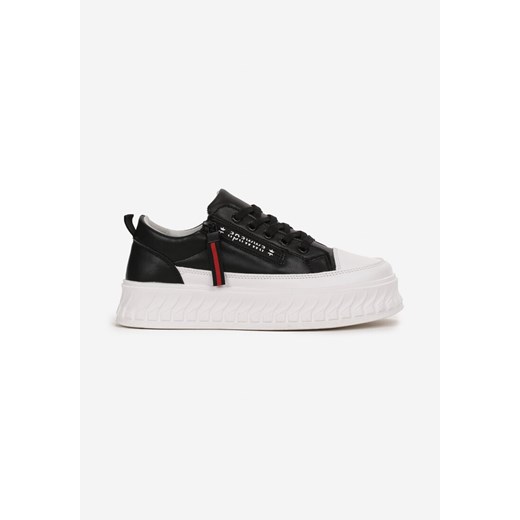 Czarno-Białe Buty Sportowe Sneakersy na Żłobionej Platformie ze Skórzaną Wkładką Oilitana ze sklepu renee.pl w kategorii Buty sportowe dziecięce - zdjęcie 175116460