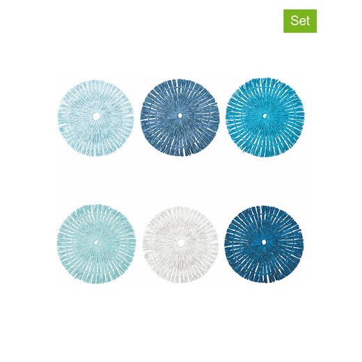 Villa d´Este Podkładki stołowe (6 szt.) &quot;Ocean&quot; w kolorze niebieskim - Ø 38 cm ze sklepu Limango Polska w kategorii Podkładki na stół - zdjęcie 175118533