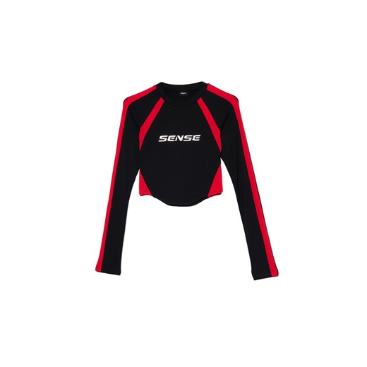 Cropp - Koszulka longsleeve z racingowym nadrukiem - czarny Cropp L Cropp