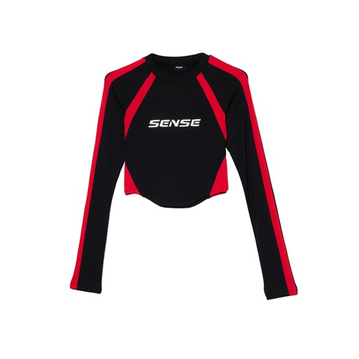Cropp - Koszulka longsleeve z racingowym nadrukiem - czarny Cropp L Cropp