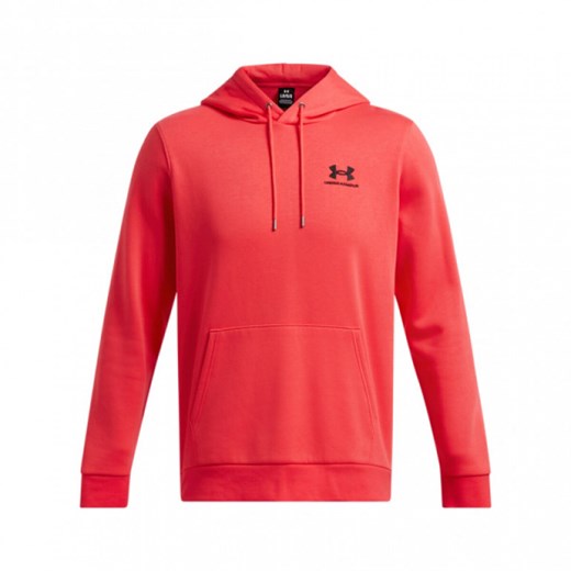 Męska bluza dresowa nierozpinana z kapturem Under Armour UA Icon Fleece Hoodie - czerwona ze sklepu Sportstylestory.com w kategorii Bluzy męskie - zdjęcie 175123203