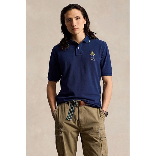 Polo Ralph Lauren polo bawełniane kolor granatowy z aplikacją 710867574 ze sklepu ANSWEAR.com w kategorii T-shirty męskie - zdjęcie 175125484