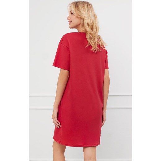 Bawełniana koszula nocna damska krótki rękaw Evora, Kolor czerwony, Rozmiar S, Italian Fashion ze sklepu Intymna w kategorii Koszule nocne - zdjęcie 175129014