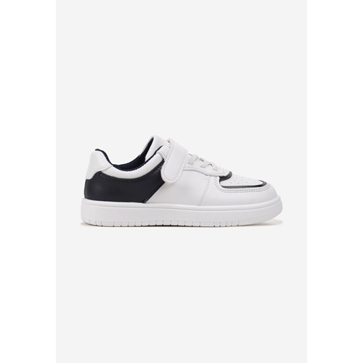 Biało-Granatowe Buty Sportowe Sneakersy na Rzep Zdobione Metaliczną Wstawką i Skórzaną Wkładką Marievora ze sklepu renee.pl w kategorii Buty sportowe dziecięce - zdjęcie 175130631
