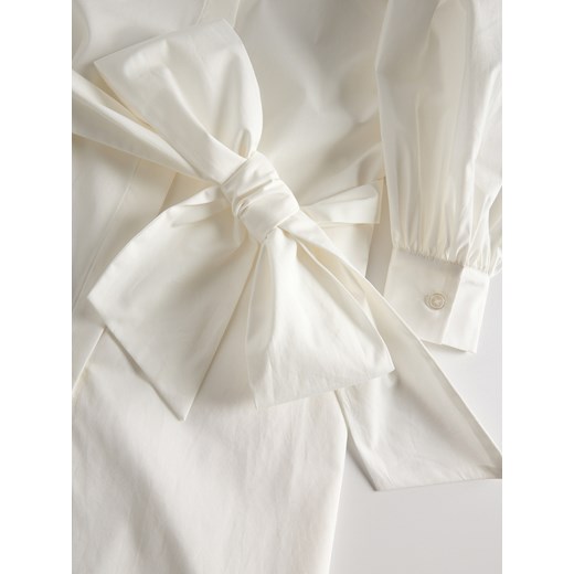 Reserved - Bawełniana koszula z wiązaniem - biały Reserved L Reserved