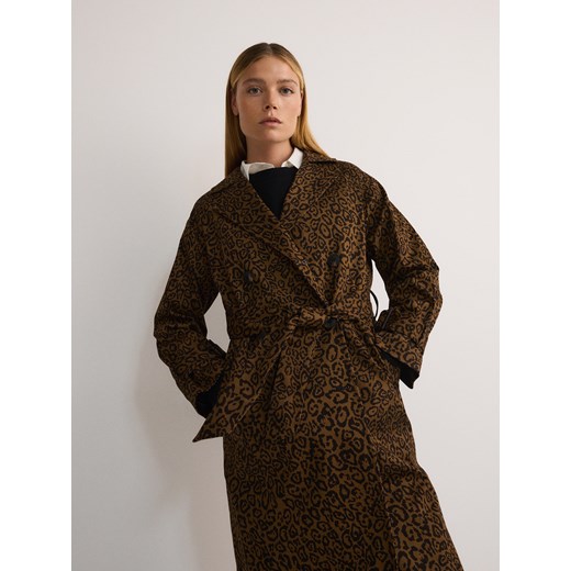 Reserved - Bawełniany trencz z paskiem - wielobarwny Reserved M Reserved