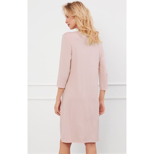 Koszula nocna damska z rękawem 3/4 pudrowy róż Puntini, Kolor róż pudrowy-wzór, Rozmiar S, Italian Fashion ze sklepu Intymna w kategorii Koszule nocne - zdjęcie 175148111