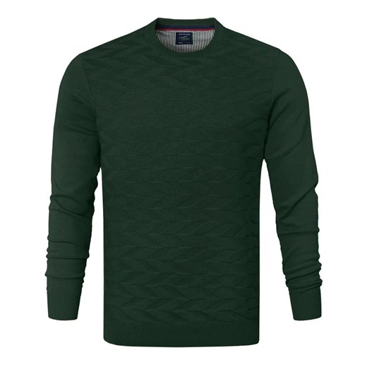 Bawełniany Sweter Pako Jeans - Okrągły Dekolt - Ciemnozielony SWPJNScharmZI ze sklepu JegoSzafa.pl w kategorii Swetry męskie - zdjęcie 175148672
