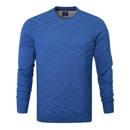 Bawełniany Sweter Pako Jeans - Okrągły Dekolt - Niebieski SWPJNScharmNB ze sklepu JegoSzafa.pl w kategorii Swetry męskie - zdjęcie 175148682