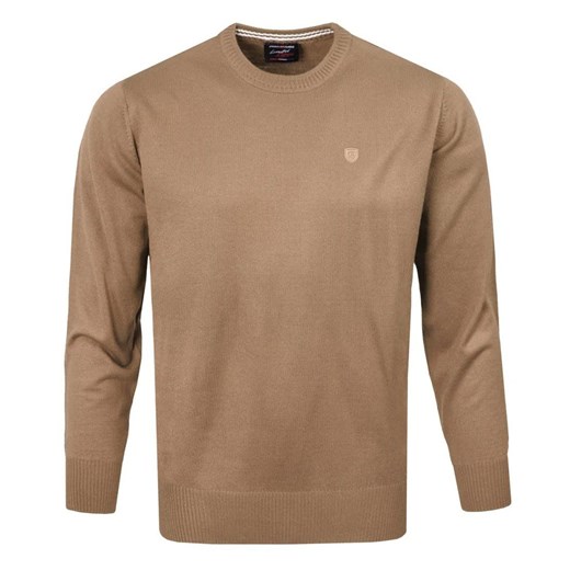 Klasyczny Wełniany Sweter, Okrągły Dekolt (U-Neck) - Pako Jeans - Beżowy SWPJNSbasicCBZ ze sklepu JegoSzafa.pl w kategorii Swetry męskie - zdjęcie 175148700