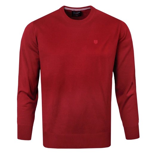 Klasyczny Wełniany Sweter, Okrągły Dekolt (U-Neck) - Pako Jeans - Czerwony SWPJNSbasicCR ze sklepu JegoSzafa.pl w kategorii Swetry męskie - zdjęcie 175148704
