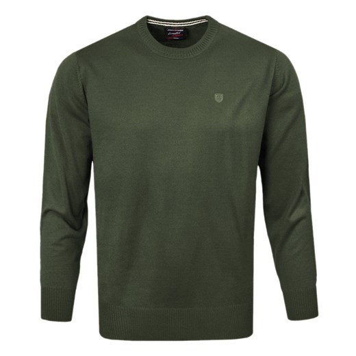 Klasyczny Wełniany Sweter, Okrągły Dekolt (U-Neck) - Pako Jeans - Oliwkowy SWPJNSbasicOL ze sklepu JegoSzafa.pl w kategorii Swetry męskie - zdjęcie 175148712