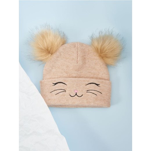 Sinsay - Czapka z pomponami - beżowy ze sklepu Sinsay w kategorii Czapki dziecięce - zdjęcie 175150942
