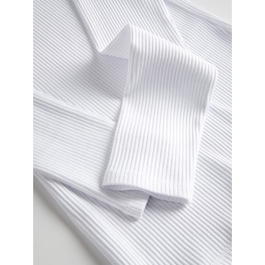 Reserved - Longsleeve z prążkowanej dzianiny - biały Reserved M Reserved