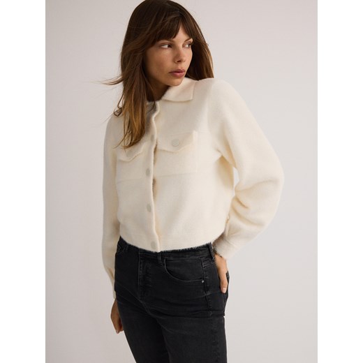 Reserved - Kardigan z puszystego materiału - złamana biel Reserved L Reserved