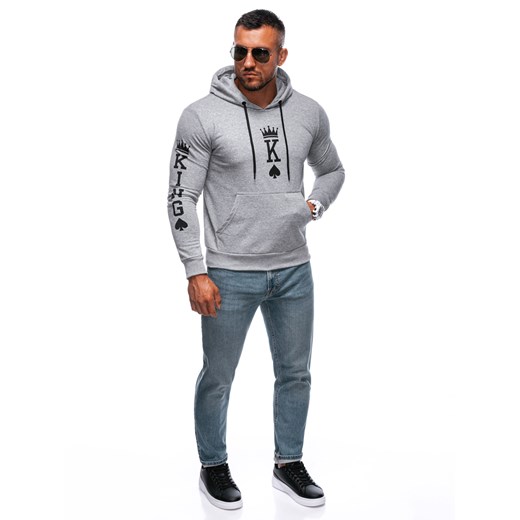 Bluza męska z kapturem 1679B - szara Other M/L Edoti