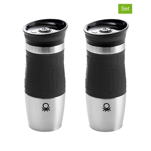 Benetton Kubki termiczne (2 szt.) w kolorze czarnym - 375 ml ze sklepu Limango Polska w kategorii Kubki - zdjęcie 175158651