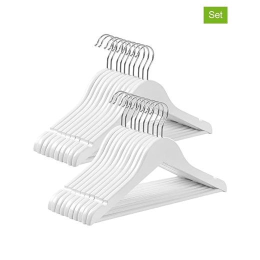 Songmics Wieszaki (20 szt.) w kolorze srebrno-białym na ubrania - 35 x 20 cm - id: 15949247 - marki Songmics - 175158801 Songmics Wieszaki (20 szt.) w kolorze srebrno-białym na ubrania - 35 x 20 cm ze sklepu Limango Polska w kategorii Dom - zdjęcie 175158801