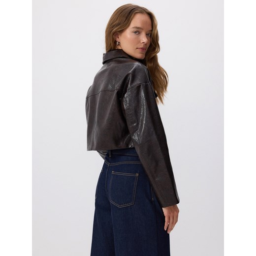 Reserved - Krótka kurtka z kołnierzykiem - mahoniowy Reserved M Reserved