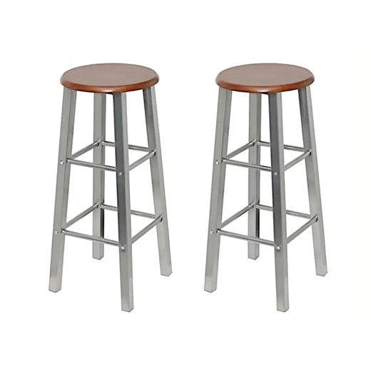 Srebrno-brązowy metalowy stołek barowy A6-S41 ze sklepu Edinos.pl w kategorii Dom - zdjęcie 175163594