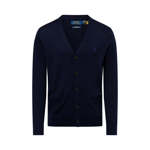 Polo Ralph Lauren Męski kardigan Mężczyźni Wełna granatowy jednolity ze sklepu vangraaf w kategorii Swetry męskie - zdjęcie 175166311
