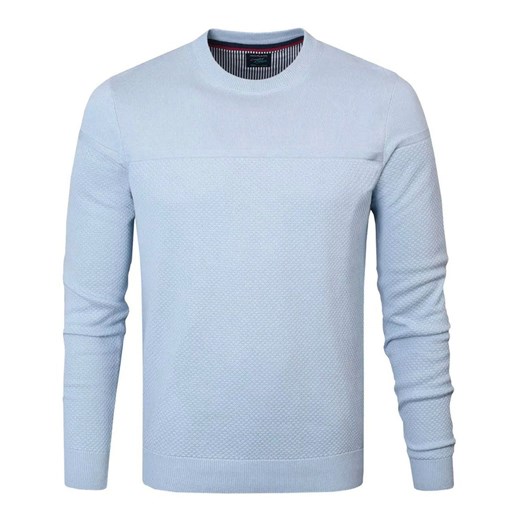 Bawełniany Męski Sweter z Okrągłym Dekoltem (U-Neck) - Pako Jeans - Błękitny SWPJNSluckyBL ze sklepu JegoSzafa.pl w kategorii Swetry męskie - zdjęcie 175167103