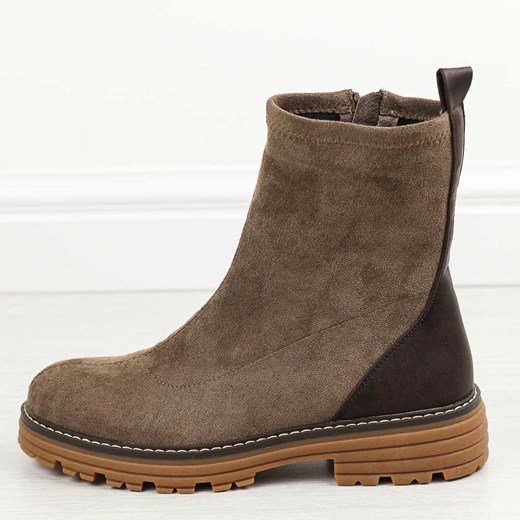 Botki Daszyński płaskie na jesień brązowe casual 