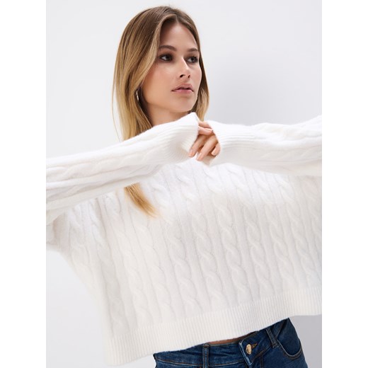 Mohito - Sweter z ozdobnym splotem - biały Mohito XS Mohito