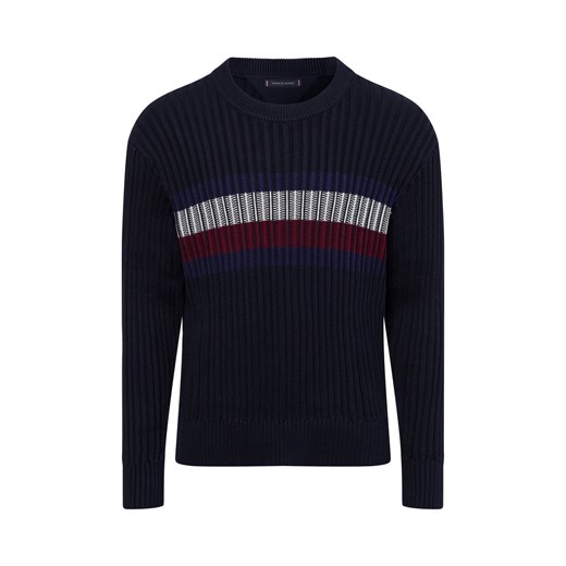 Tommy Hilfiger Męski sweter z dzianiny Mężczyźni Bawełna granatowy jednolity ze sklepu vangraaf w kategorii Swetry męskie - zdjęcie 175173291