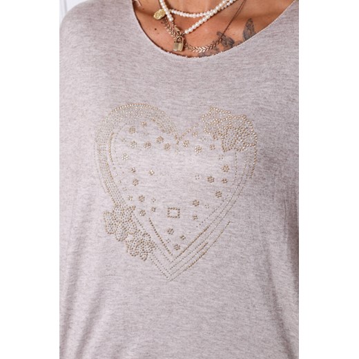 DZIANINOWA BLUZKA Z CEKINOWYM SERCEM- SZARA Olika uniwersalny olika.com.pl