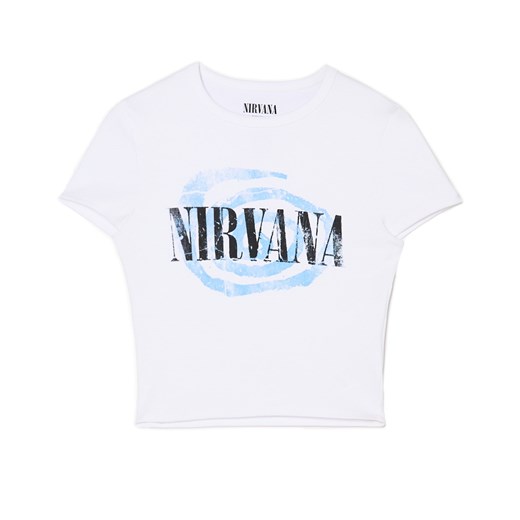 Cropp - Biała koszulka Nirvana - biały Cropp S Cropp