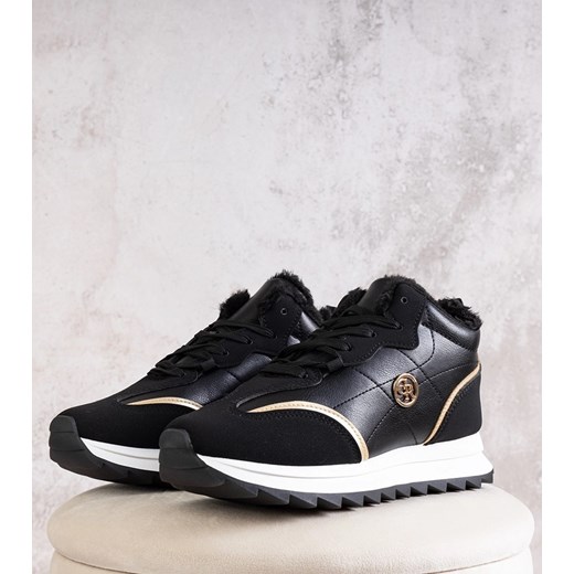 Czarne ocieplane wysokie sneakersy Mikaela ze sklepu gemre w kategorii Buty sportowe damskie - zdjęcie 175189264