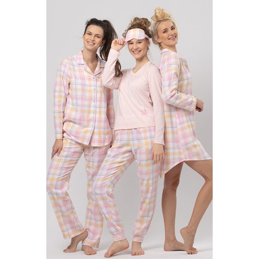 Jasnoróżowa piżama damska z długim rękawem LNS 664, Kolor jasnoróżowy, Rozmiar S, Key ze sklepu Intymna w kategorii Piżamy damskie - zdjęcie 175190080