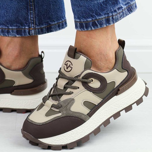 Brązowe skórzane sneakersy damskie Vinceza 66710 ze sklepu suzana.pl w kategorii Buty sportowe damskie - zdjęcie 175190612